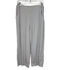 JUST LIVING Women’s Size S Linen Blend‎ Wide Leg Crop Pants High Rise Gray